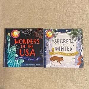 Usborne Shine A Light Books - Wonders of the USA and Secrets of Winter Book Set